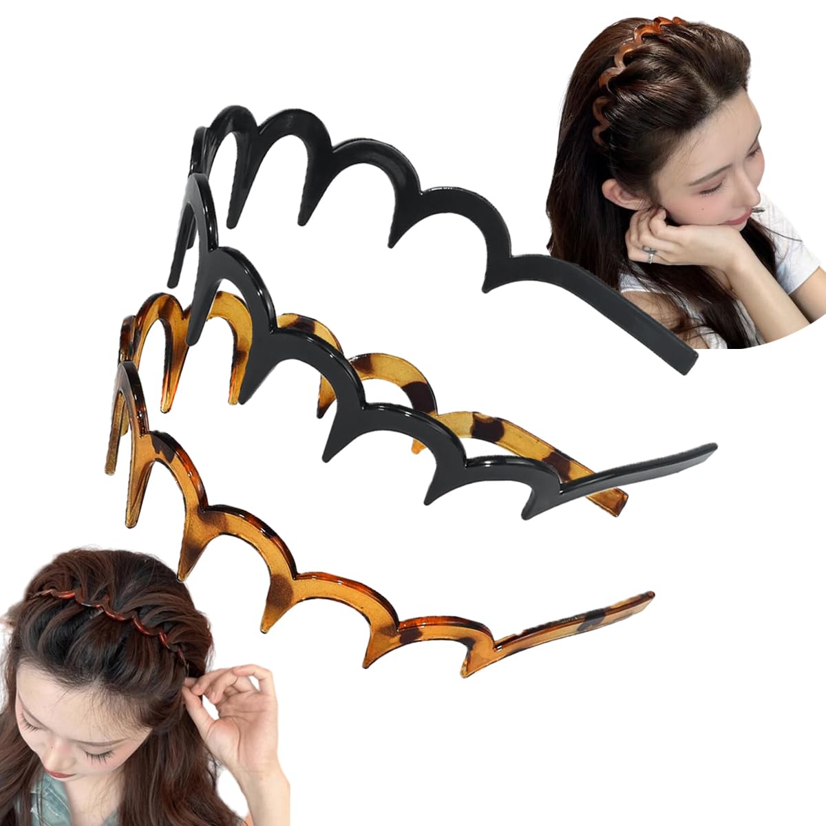 Vrose Flosi front view showing wide zig zag headband and durable styling benefit