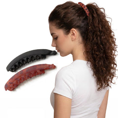 Vrose Flosi front view of matte banana clip showing shape and colors for polished styling