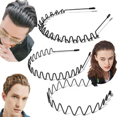 Vrose Flosi front view of three metal headbands showing styles and durable finish, easy selection
