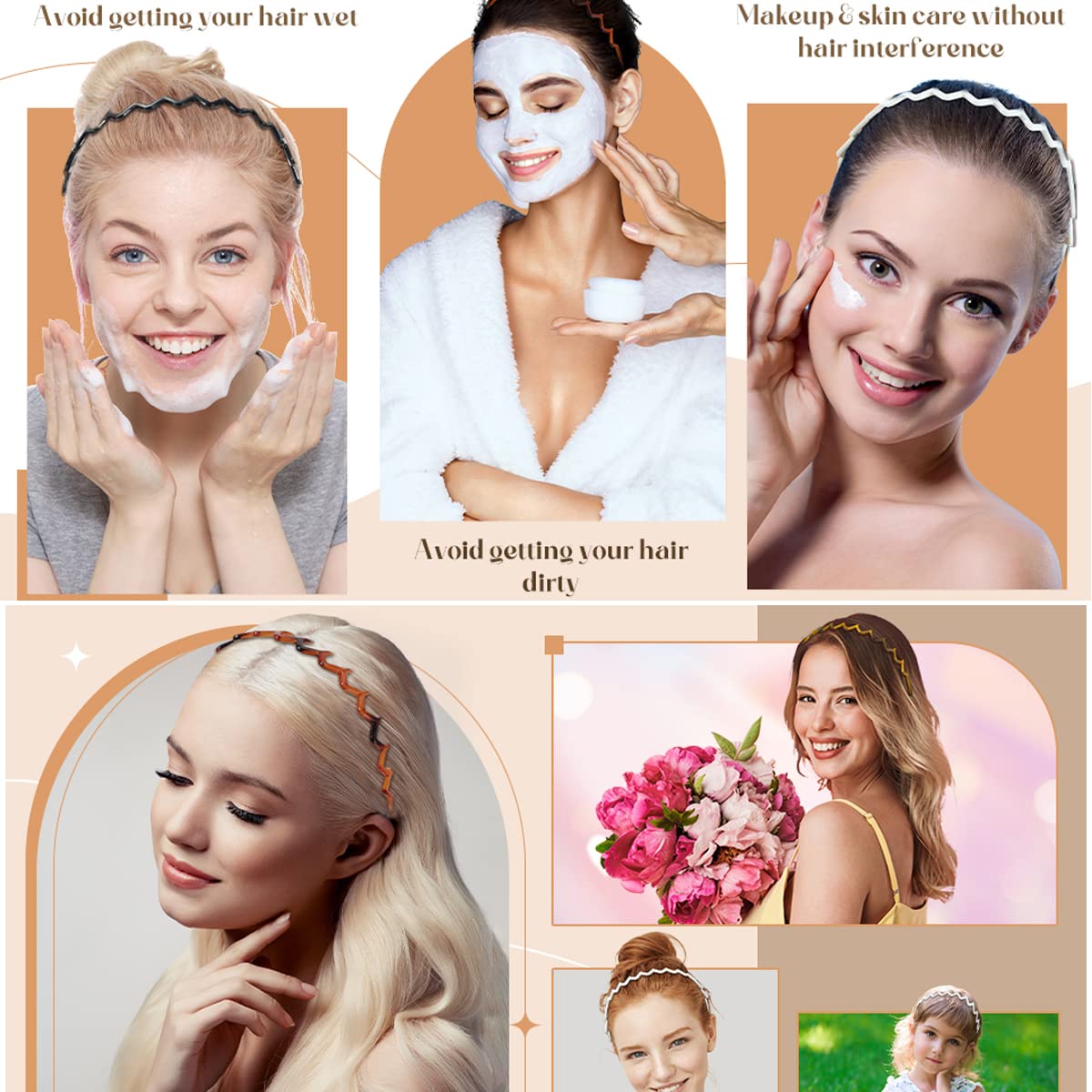 Vrose Flosi headband in use on slicked-back hair, secure hold during activity