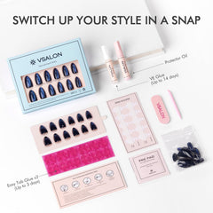 VSALON kit contents with glue and tabs for quick application