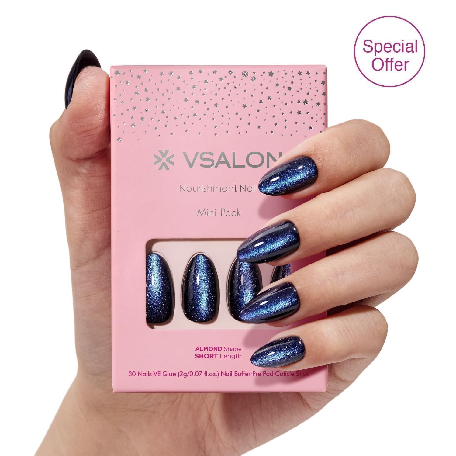 VSALON storage box open with 32 nails and tools, organized portability benefit