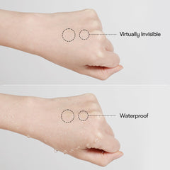 VT COSMETICS patch applied to cheek demonstrating invisible protection and calming effect