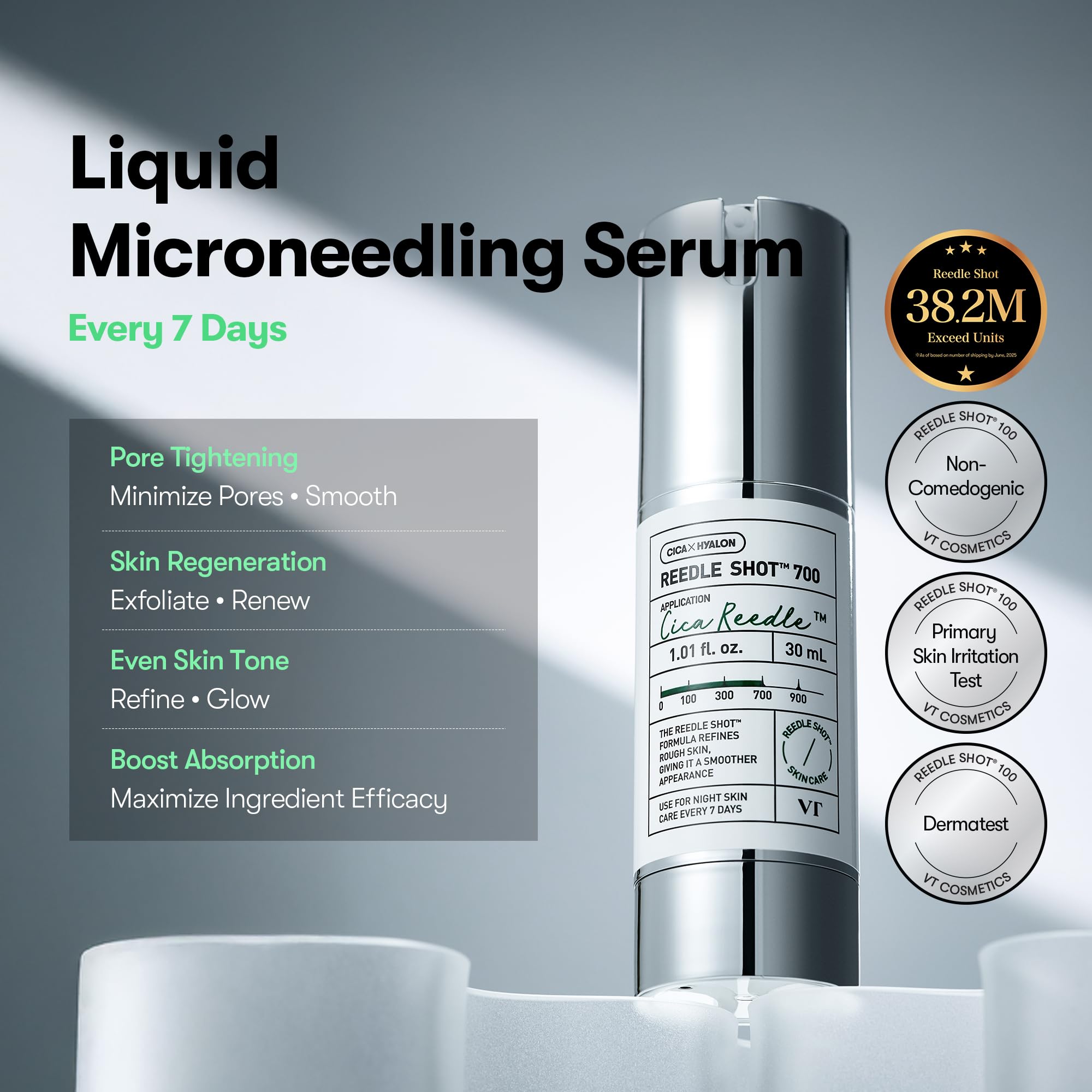 VT COSMETICS dropper dispensing Reedle Shot highlighting precise control