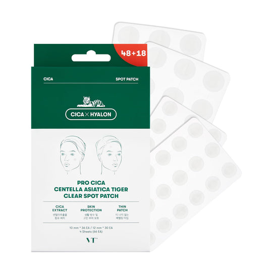VT COSMETICS front packaging showing 66-count hydrocolloid patches for discreet acne care