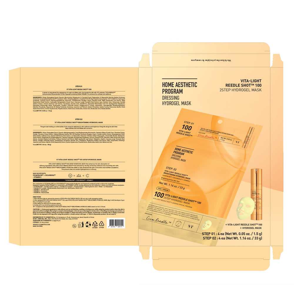 VT COSMETICS label and ingredients list emphasizing key brightening actives