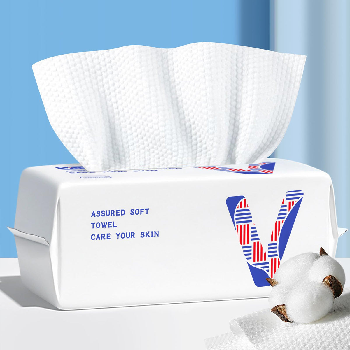 vuacepe front packaging showing 100-count biodegradable towels and clear labeling benefit