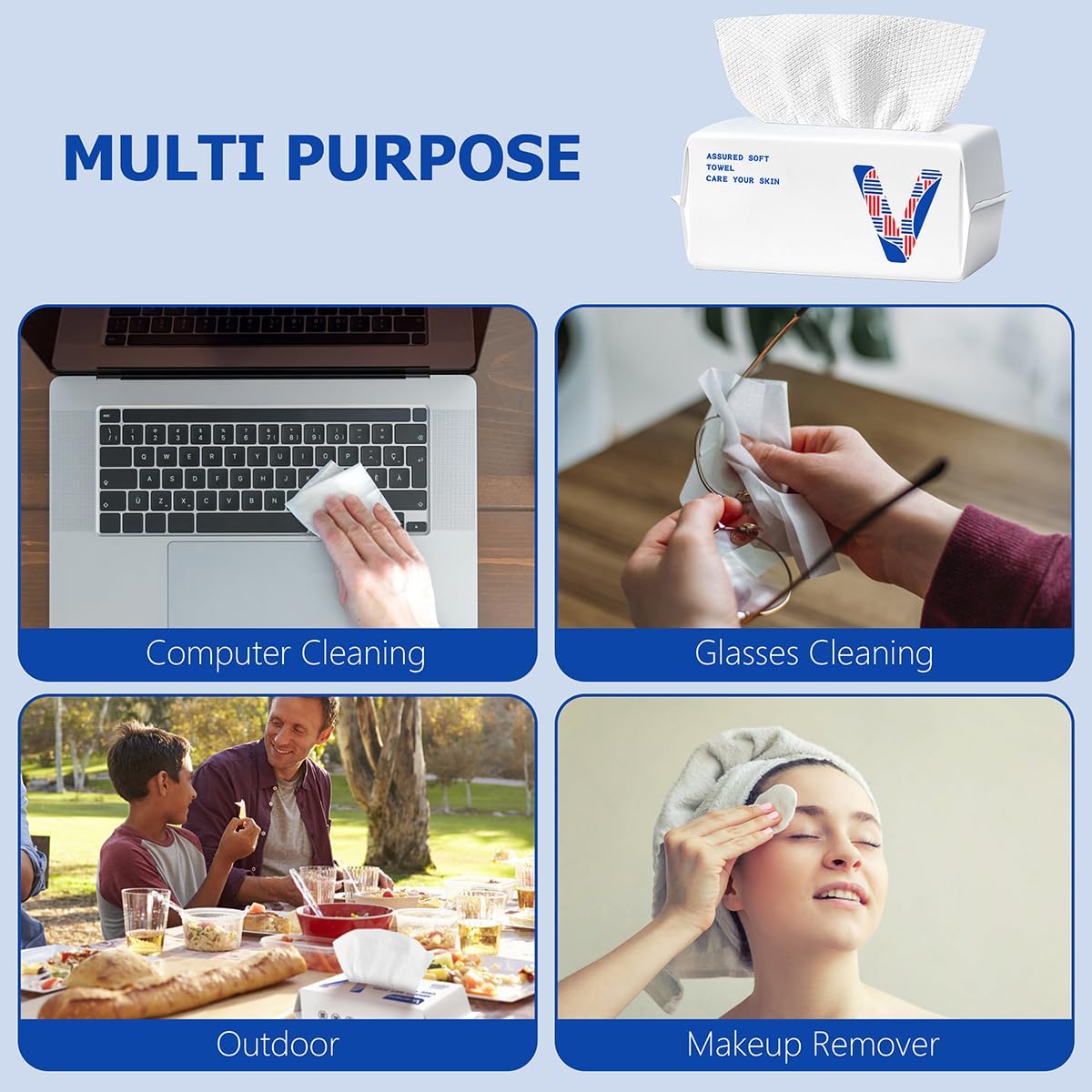 vuacepe towels in travel bathroom setup illustrating convenience for on-the-go skincare benefit