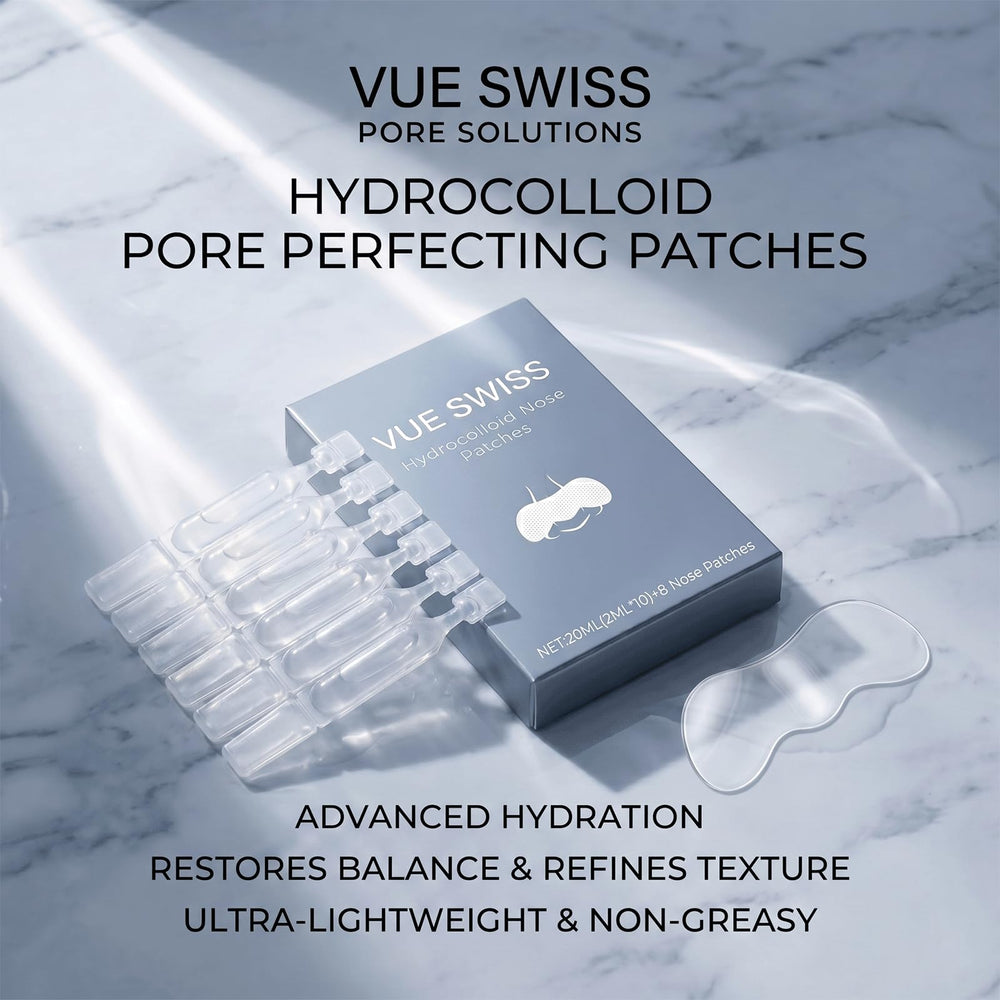 Vue Swiss patch texture close-up showing thin, flexible hydrocolloid for comfort