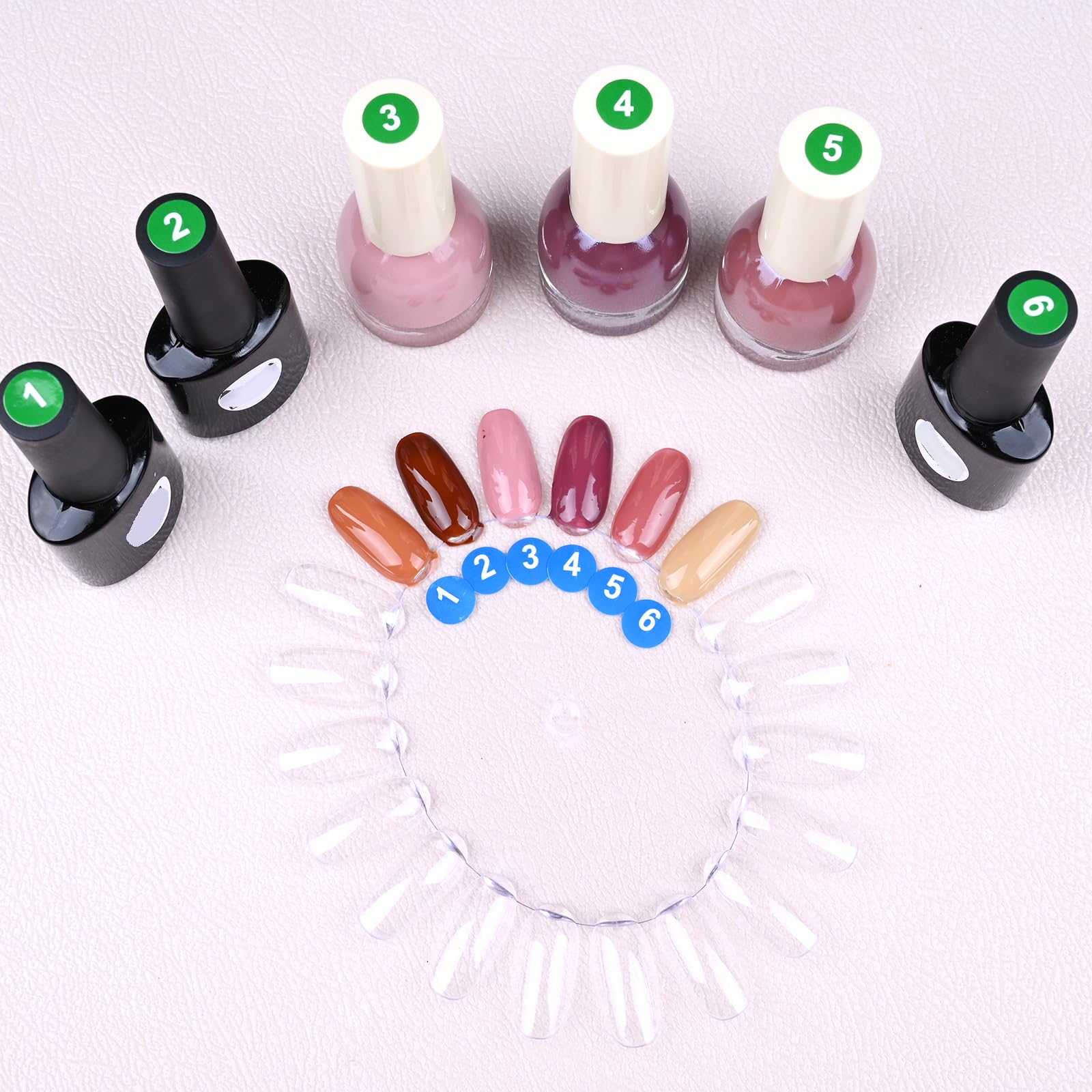 Vukasi flatlay with swatch wheels and polish set for catalog and social photos
