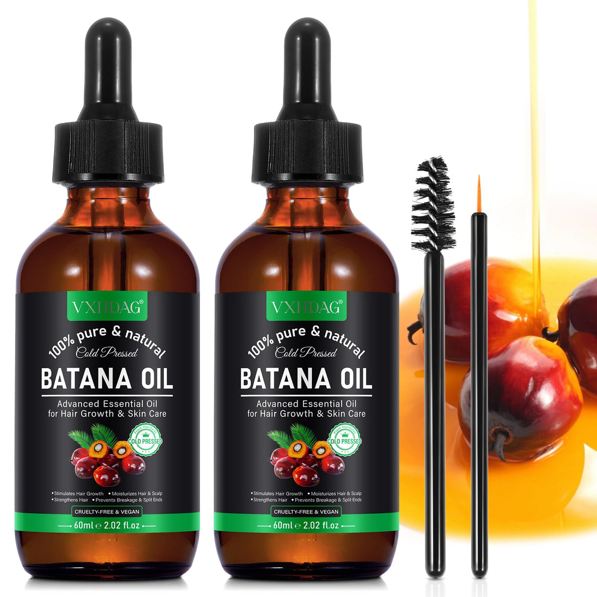 VXHDAG bottle front view showing pure Batana oil for nourishing hair