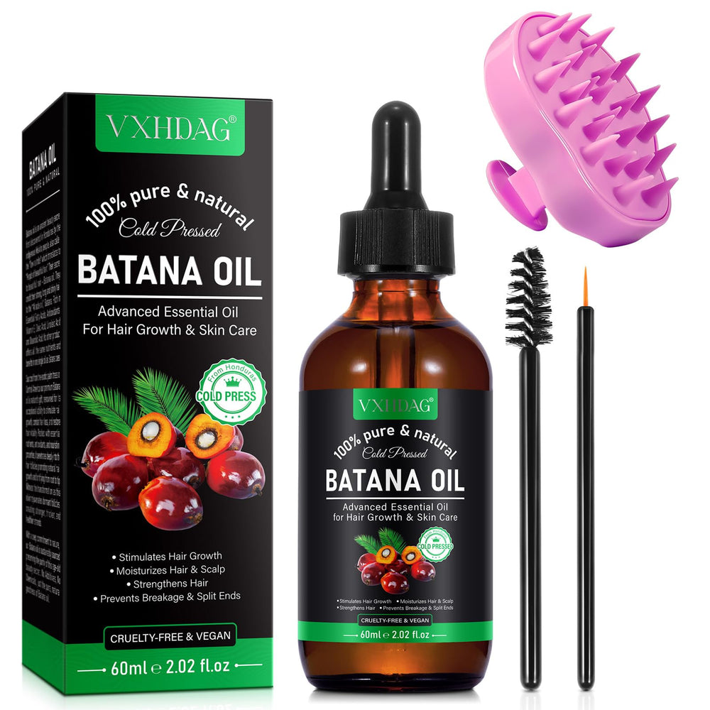 vxhdag bottle front view showing Batana oil and product benefit shine