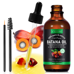 Drop of VXHDAG Batana oil pouring from bottle demonstrating easy dosing
