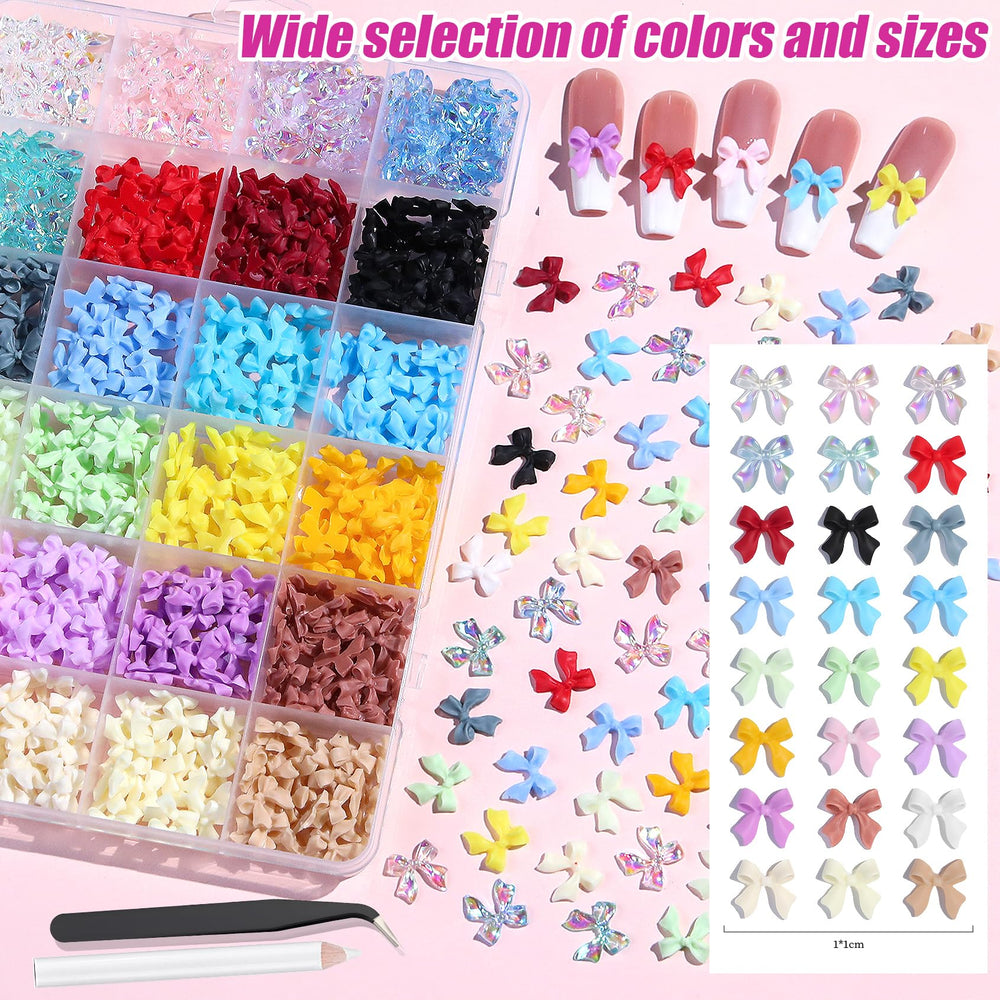 VYNELLE color closeup resin bows highlighting vibrant shades and precise 1cm size for easy nail design