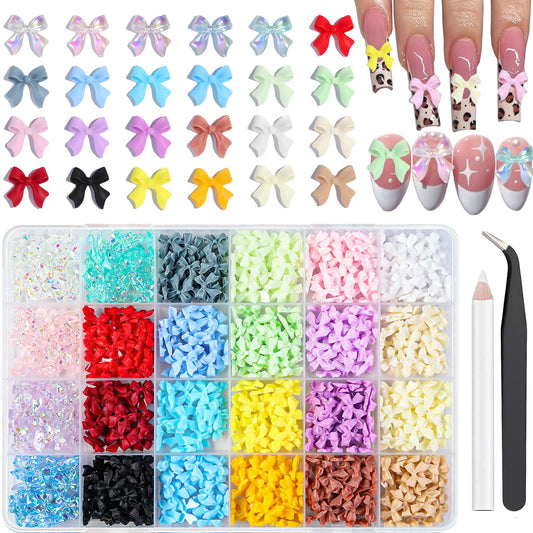 VYNELLE front packaging kit view showing all colorful bow charms and tools for quick selection and use