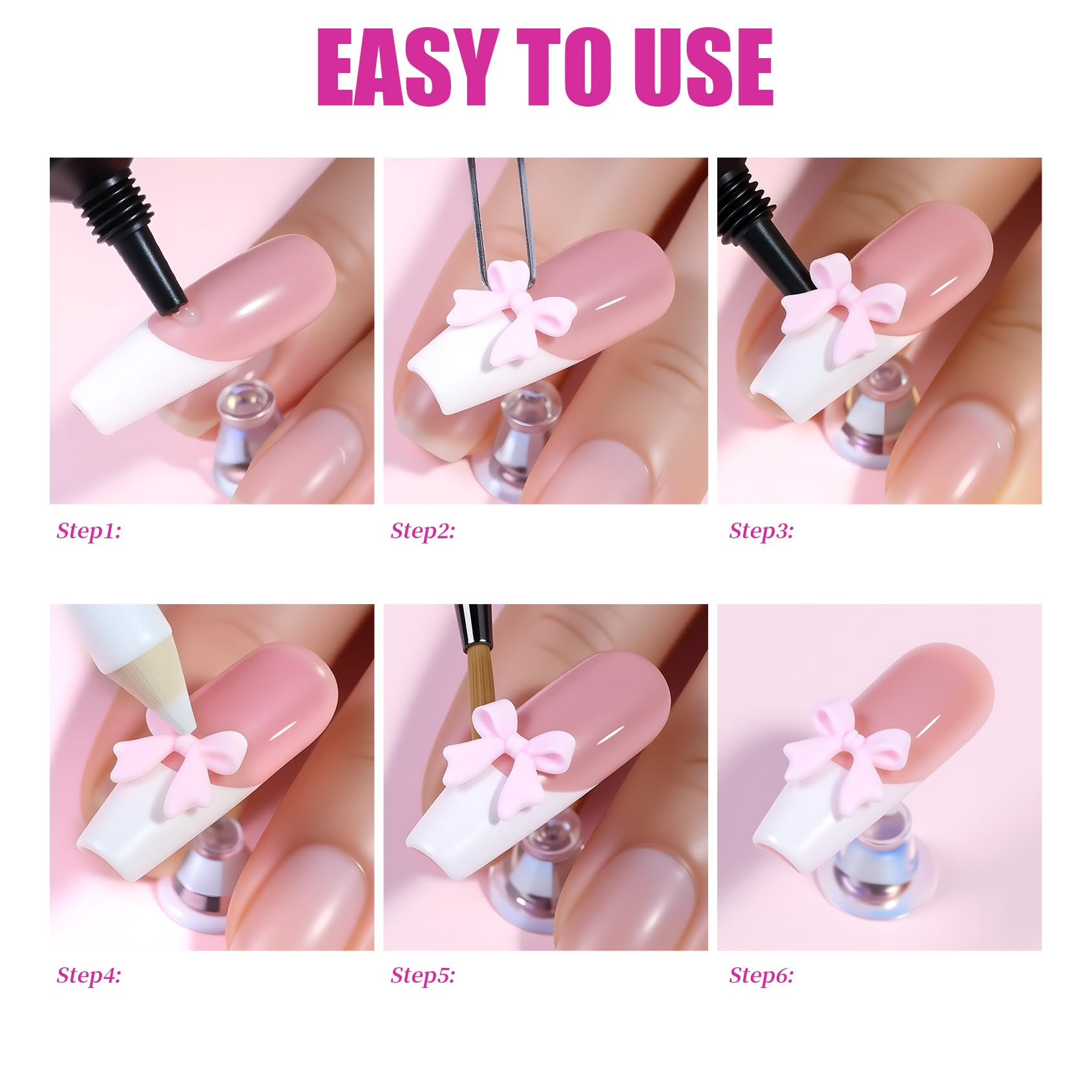 VYNELLE transparent bows detail showing clear accents that add depth without hiding polish color