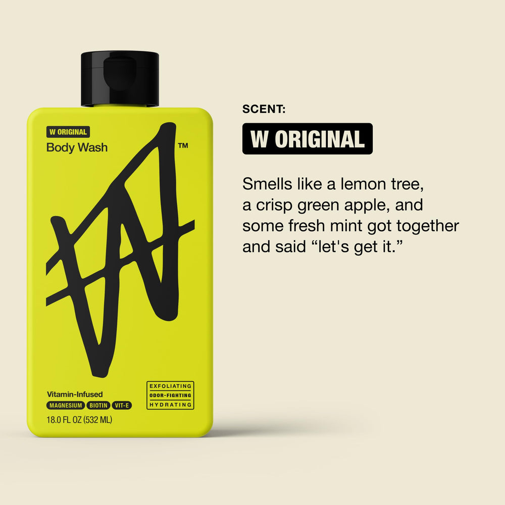 W by Jake Paul in-shower usage demonstrating refreshing post-workout wash