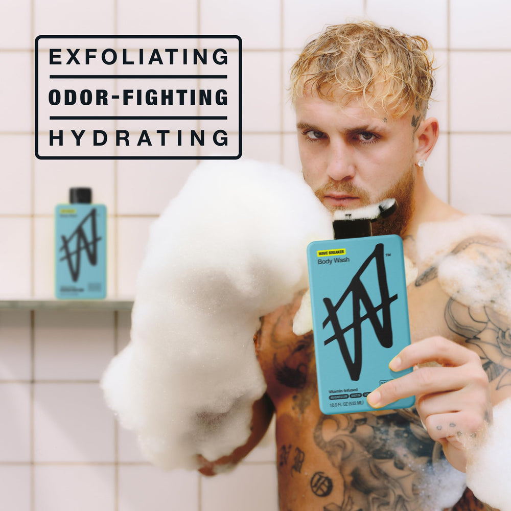W by Jake Paul exfoliating gel texture close-up showing gentle scrub