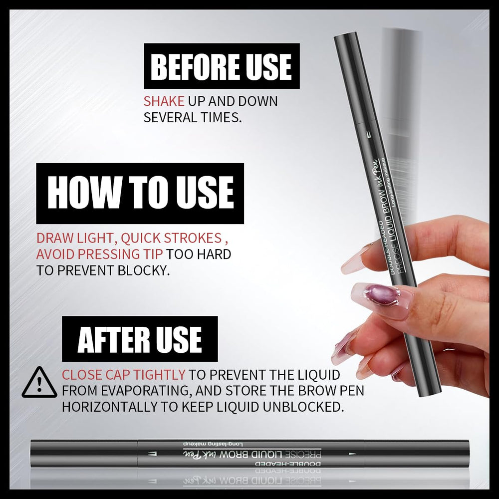 W3W waterproof demo with water drop proving smudge-resistant brows