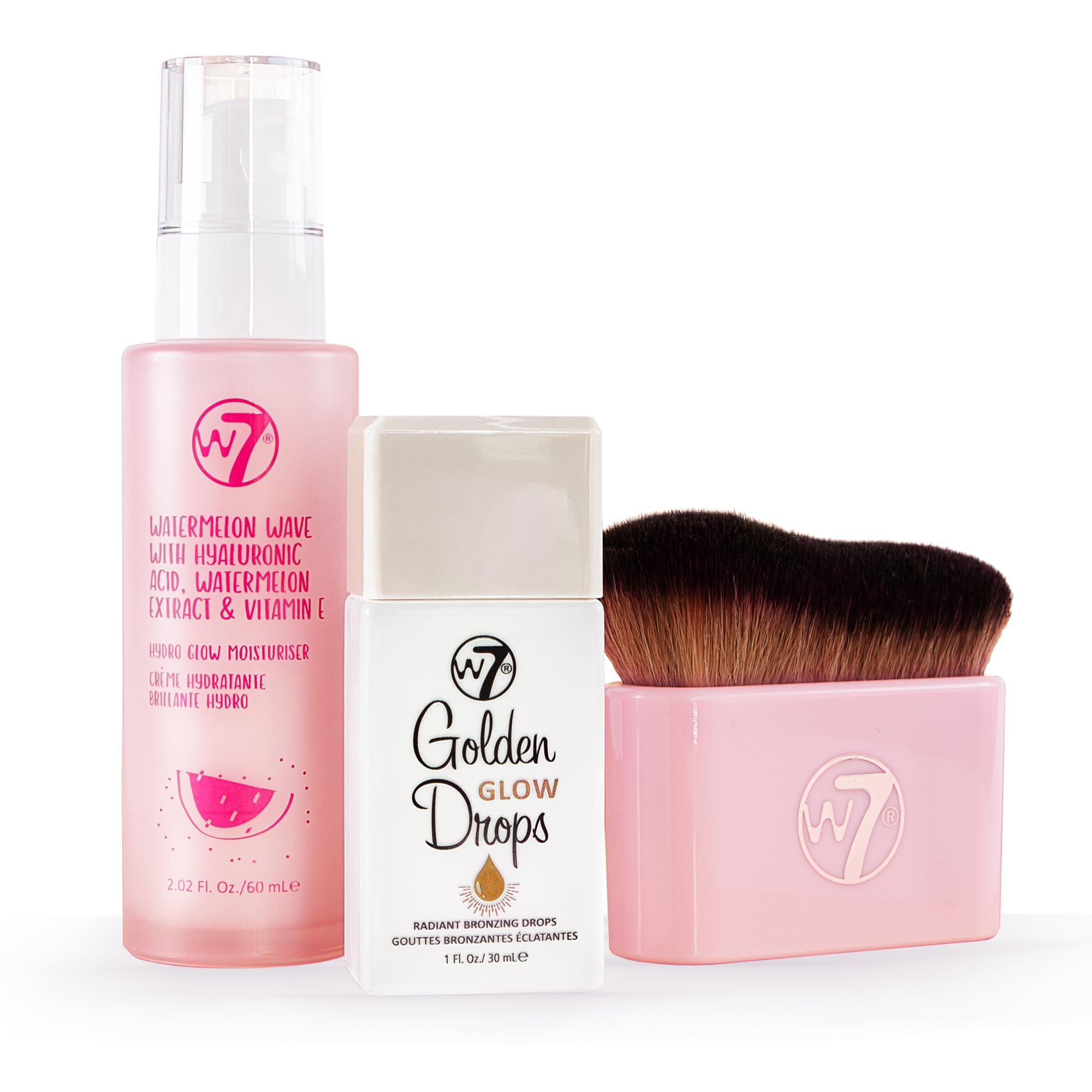 W7 front packaging showing trio kit and clear product benefits