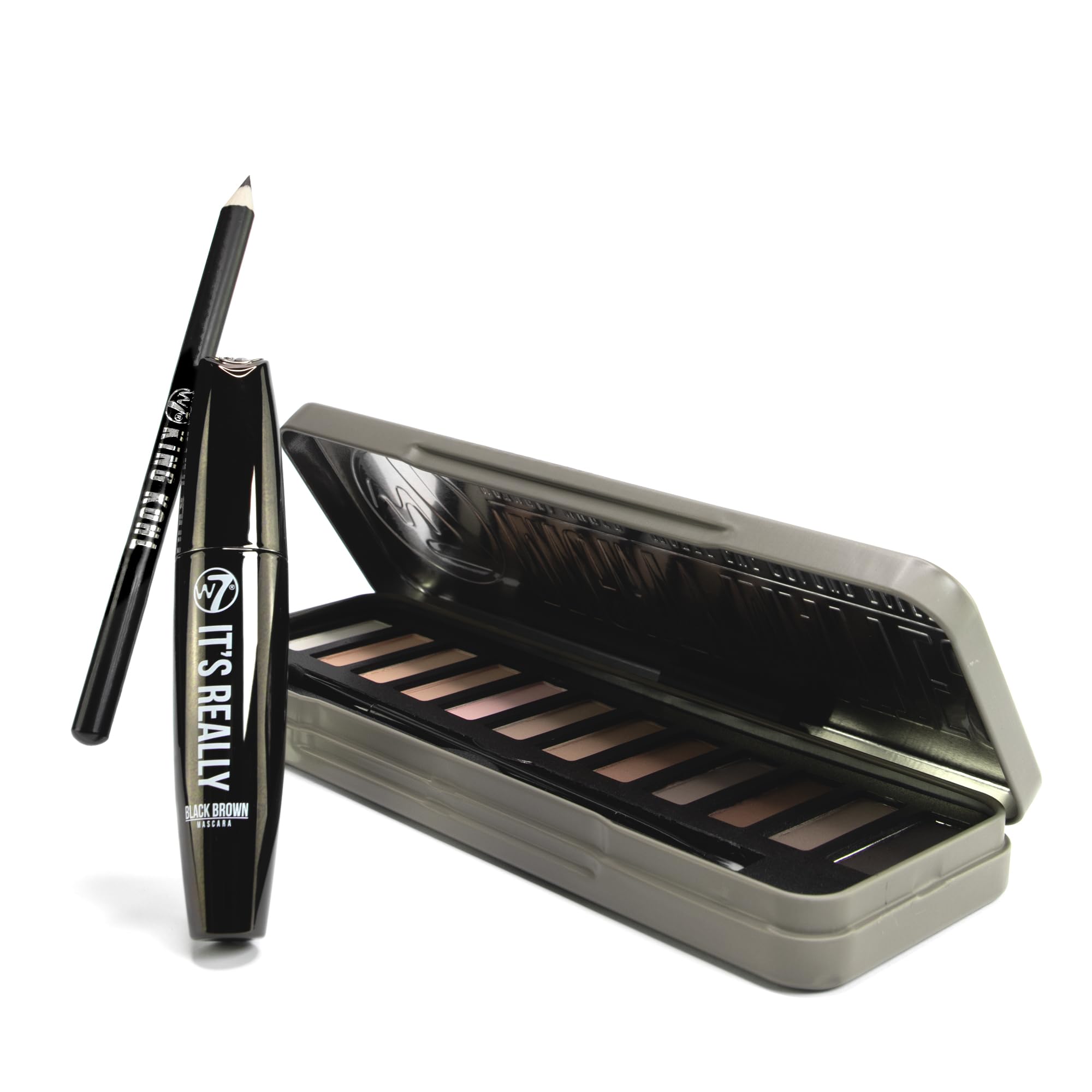 W7 gift set styled flatlay in lifestyle scene for travel-ready and presentable gift benefit