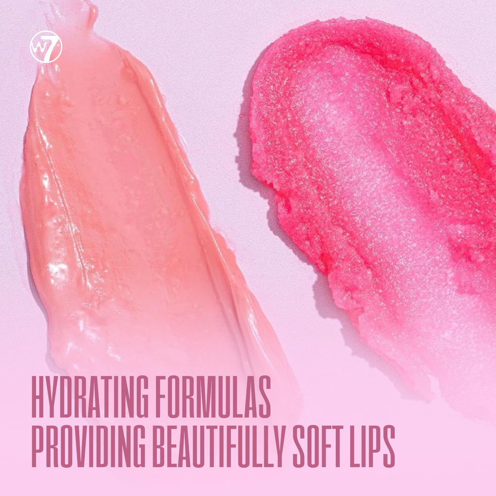 W7 ingredients display with aloe and strawberry highlighting soothing nourishment benefit