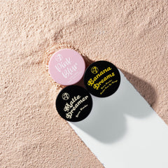 W7 powder being applied with brush, smooth blend and setting benefit
