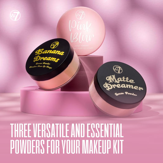 W7 Banana powder close-up showing fine texture and brightening effect