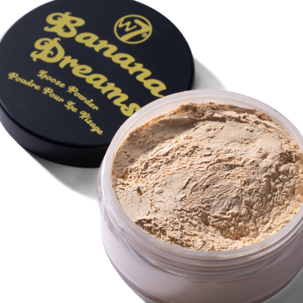 W7 Pink Blur powder texture close-up, soft-focus brightening benefit