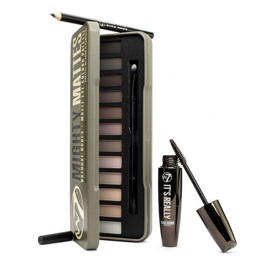 W7 Mighty Mattes palette open with matte shades visible for easy blending benefit