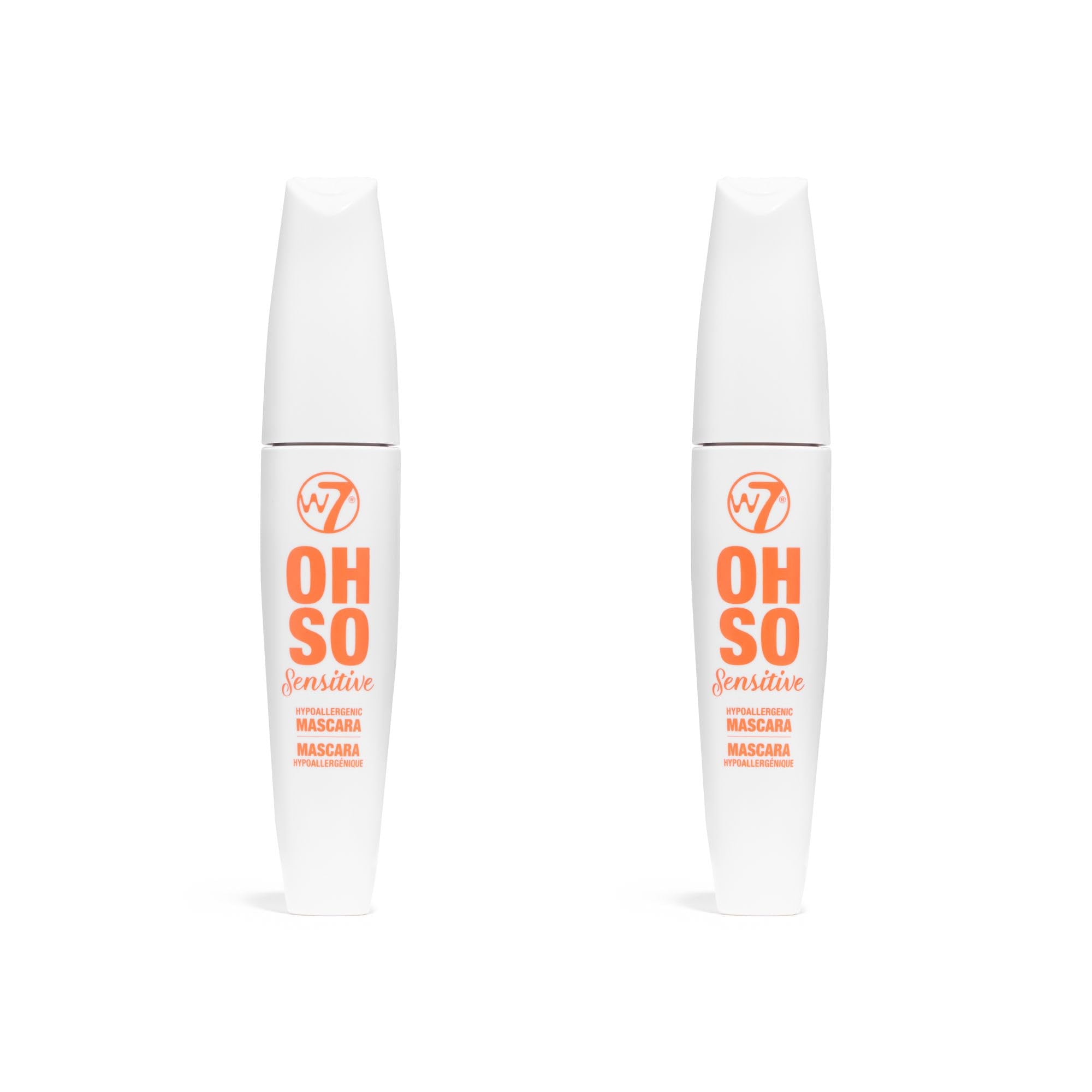 W7 front packaging showing black mascara and branding, clear product identity