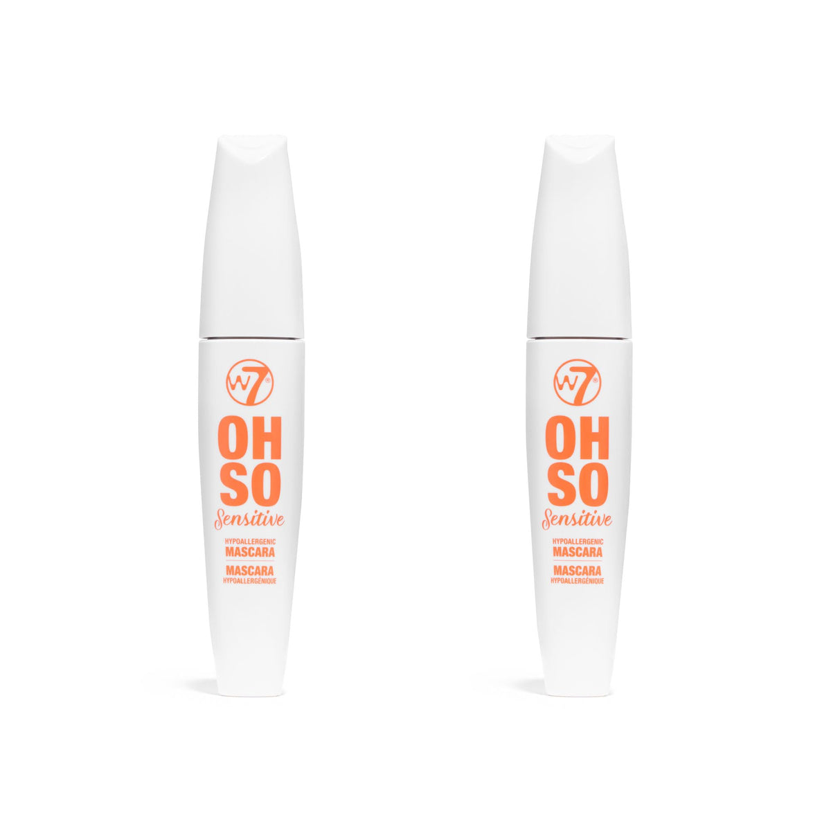 W7 front packaging showing black mascara and branding, clear product identity