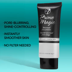 W7 Prime Magic Face Primer next to a coin for scale, compact tube perfect for travel and touch-ups