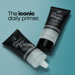 W7 Prime Magic Face Primer texture close-up on fingertip, smooth blur finish for reduced pores