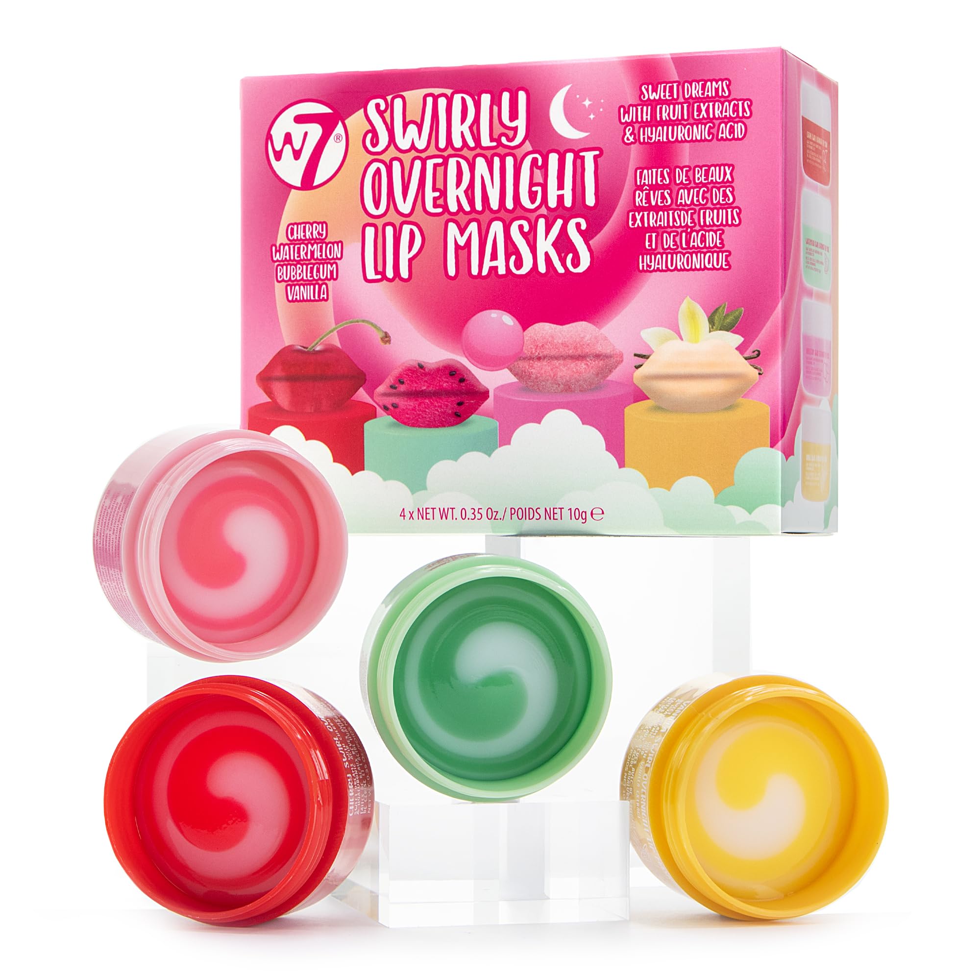 W7 front packaging of Sweet Dreams set showing four mini tubs and colorful box for gifting