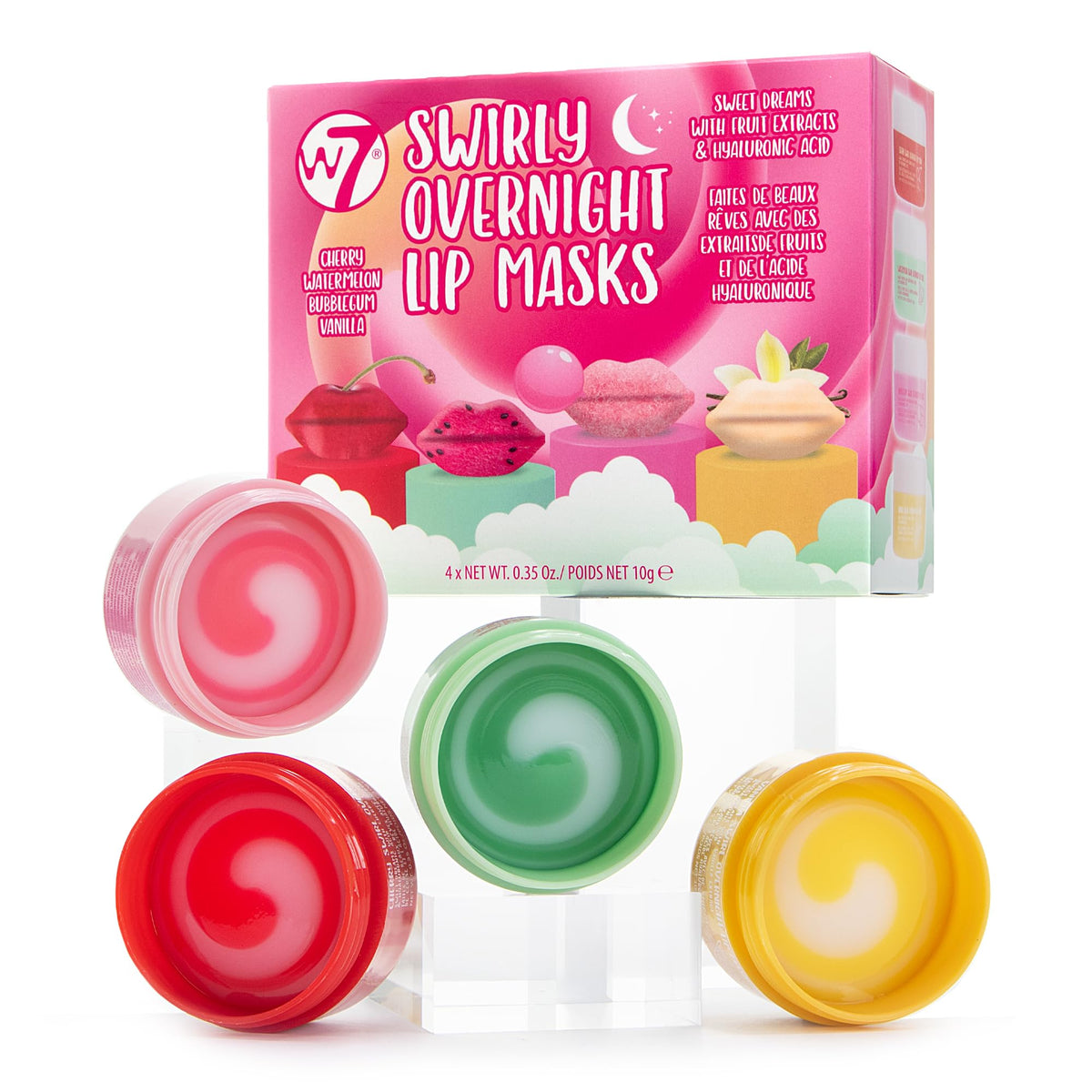 W7 front packaging of Sweet Dreams set showing four mini tubs and colorful box for gifting