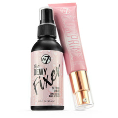 W7 front packshot showing primer and setting spray for a polished routine