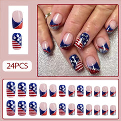 WAFOLOZE close-up of American flag glitter pattern highlighting glossy finish and detail