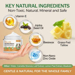 Wagomars ingredients flatlay with beef tallow and oils showing purity benefit