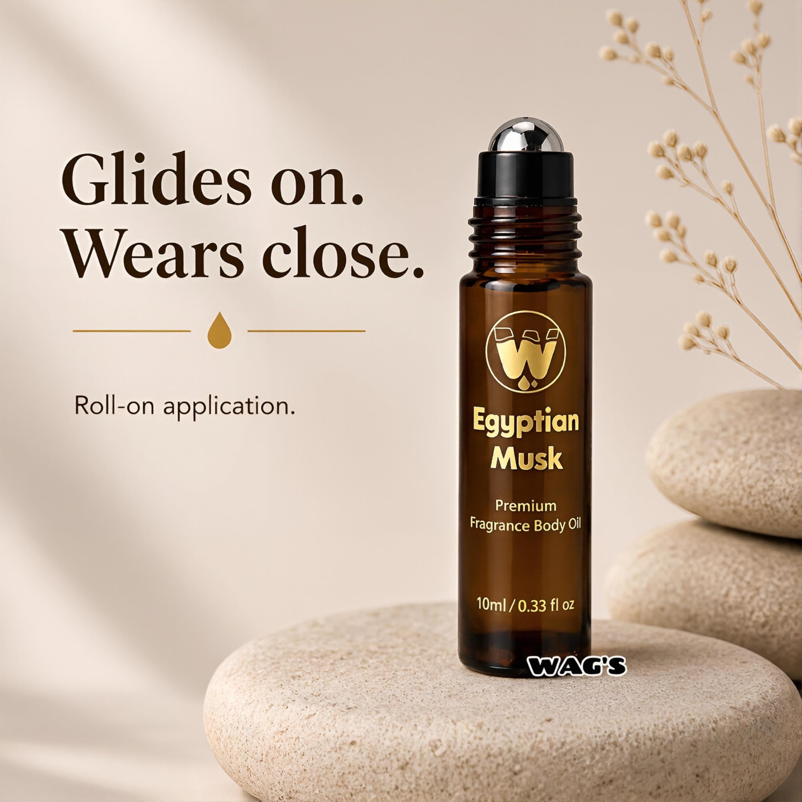Applying WagsMarket Egyptian Musk on wrist for subtle, long-lasting personal scent