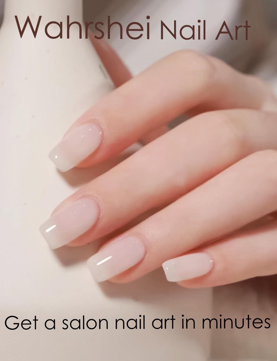Wahrshei application in progress showing sticker placement for fast at-home manicure