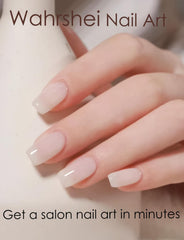 Wahrshei application in progress showing sticker placement for fast at-home manicure