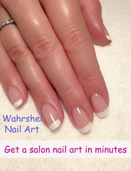 Wahrshei application tools including nail file and stick for precise, bubble-free placement