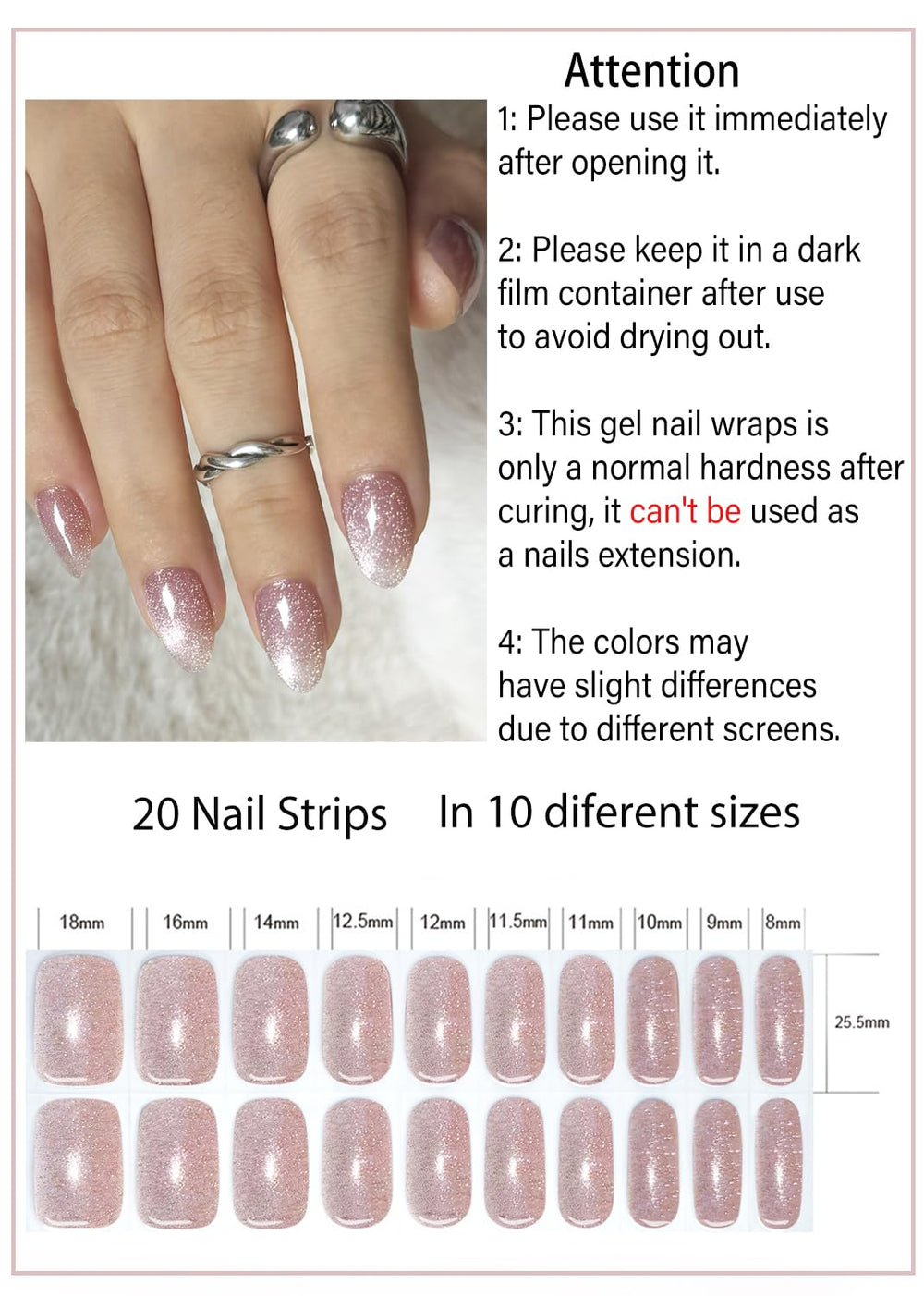 Wahrshei nail file, stick, and sealing strip displayed for easy at-home application benefit