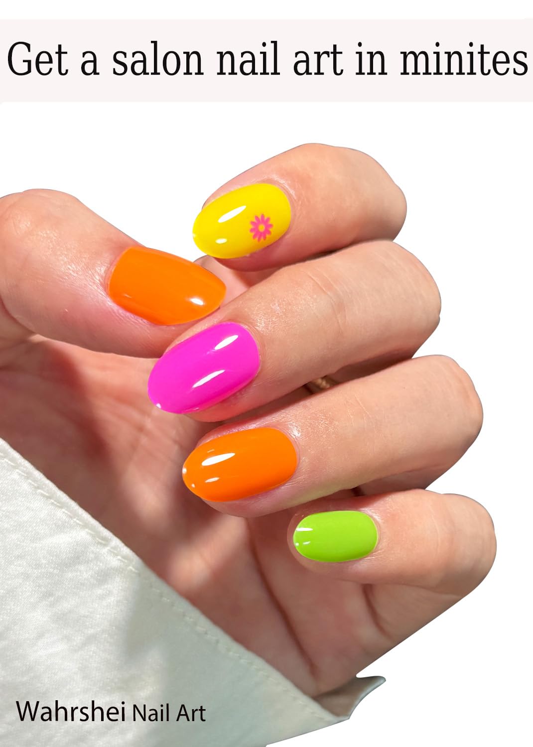 Wahrshei included nail file and stick displayed to show easy DIY application and precise shaping