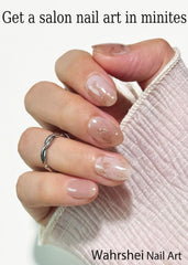 Wahrshei close-up of brown marble gel strip texture showing glossy swirls and salon finish