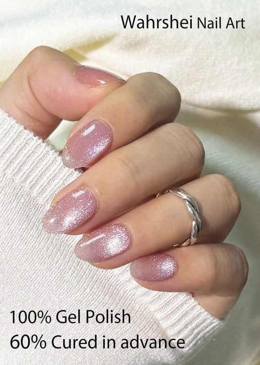 Wahrshei close-up of cat eye gel texture showing magnetic shimmer and glossy finish benefit