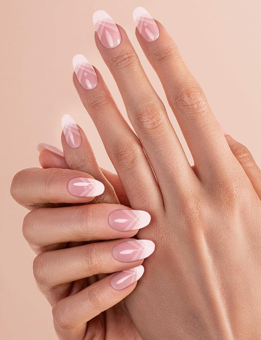 Wahrshei French gradient close-up on strip highlighting salon-grade gel texture and sheen
