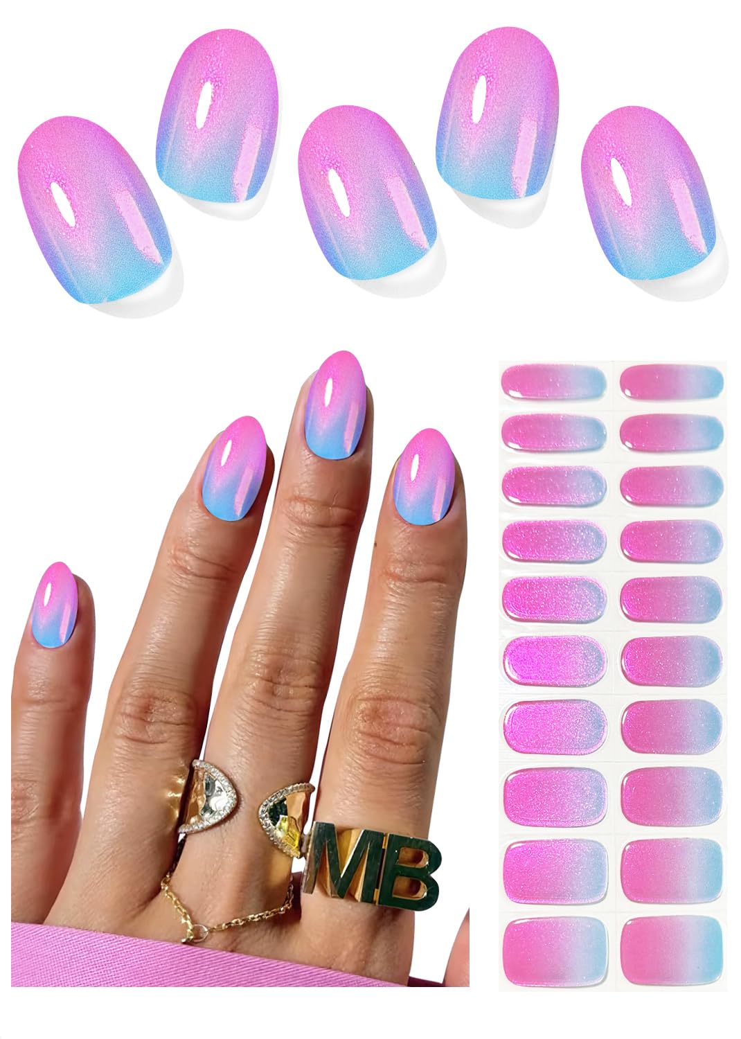 Wahrshei front packaging showing 20-piece chrome peach ombré kit and accessories for quick salon results