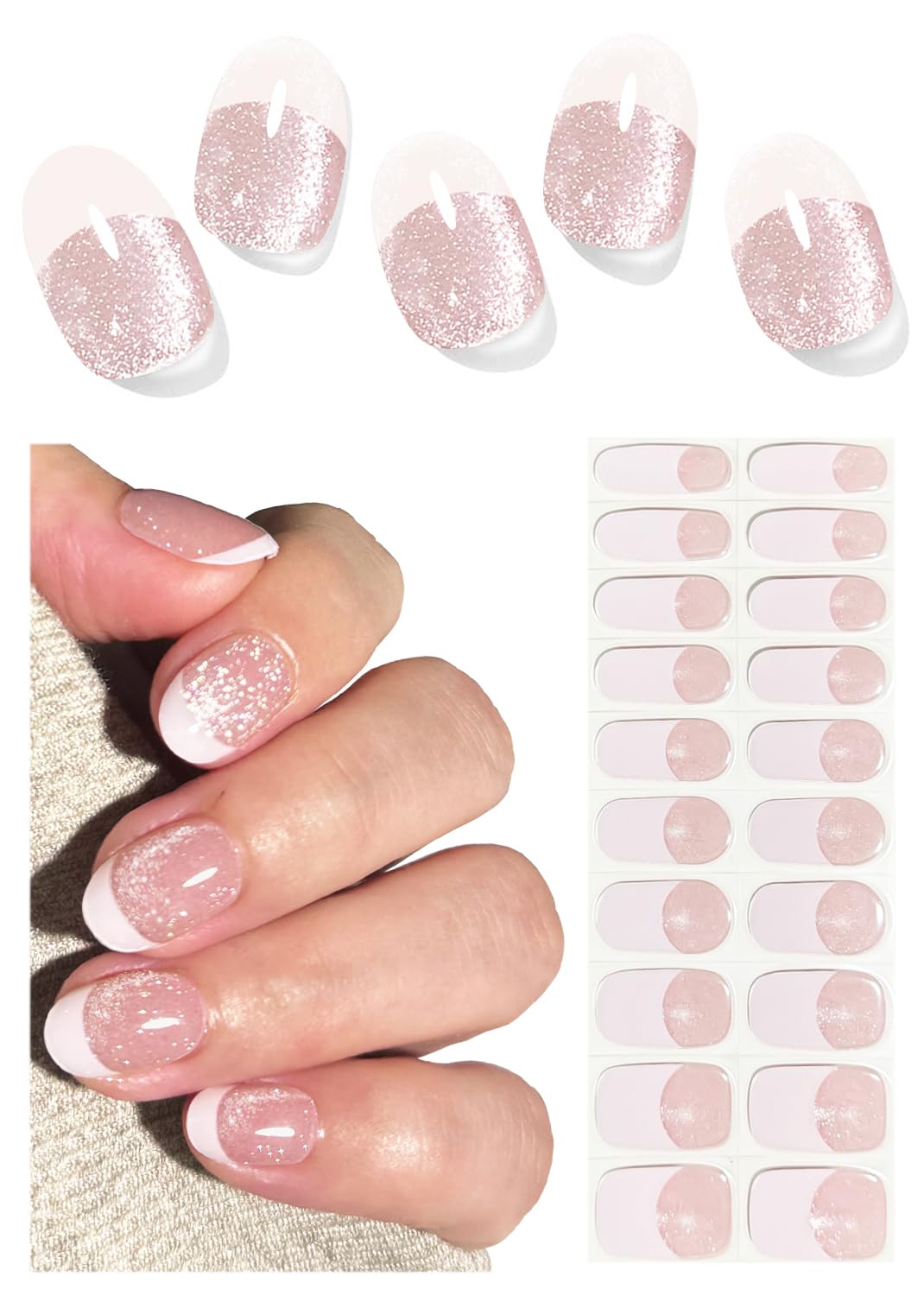 Wahrshei front packaging showing 20 semi cured gel nail strips for quick salon results